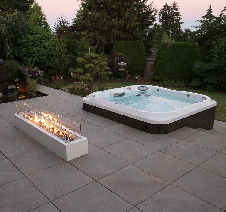 Custom Patio with Hot Tub and Fire Feature